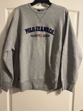 Polo by Ralph Lauren Gray Crewneck Sweatshirt with Navy Logo